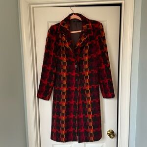 Vintage Italian Wool Coat | Bold Geometric Pattern | Made in Italy